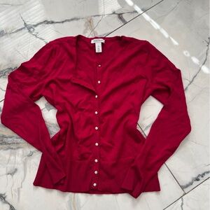 White House Black Market Crimson Hot Bright Pinkish Red Cardigan Medium